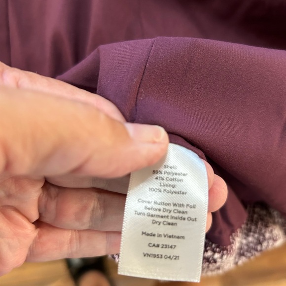 Talbots Tweed Double Button Jacket Color: Eggplant and White Condition: Like New - Picture 8 of 9